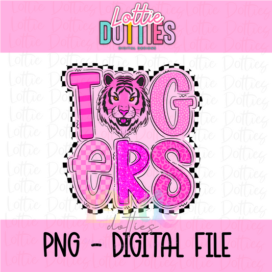 Tigers Poppy  PNG - Tigers sublimation design - Digital Download - Pink Checker Poppy