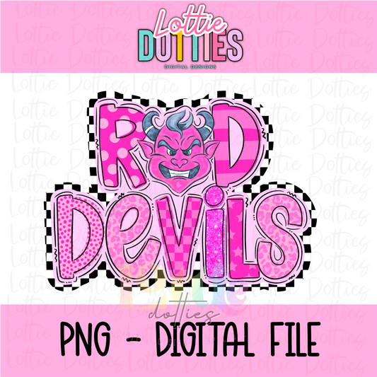 Red  Devils Png - Devils Sublimation Design - Digital Download - poppy checker pink