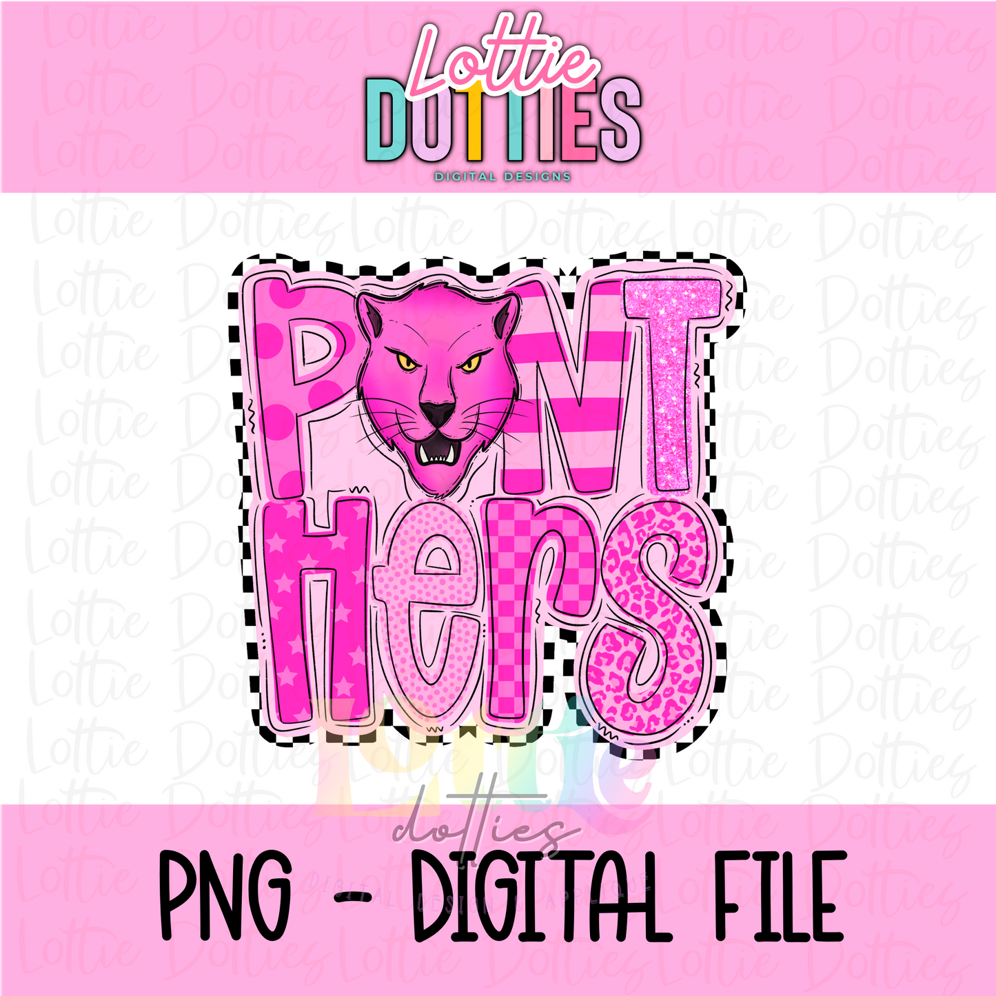 Panthers PNG - Poppy Designs - Digital Download - Pink Checker Poppy