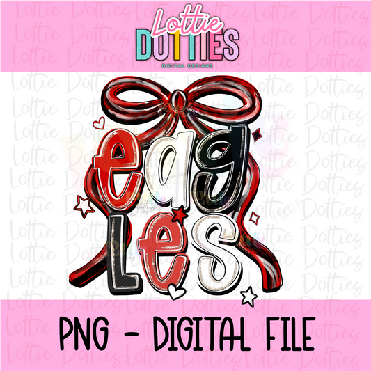 Eagles PNG - Eagles Red & Black bow design - Digital Download - coquette mascot