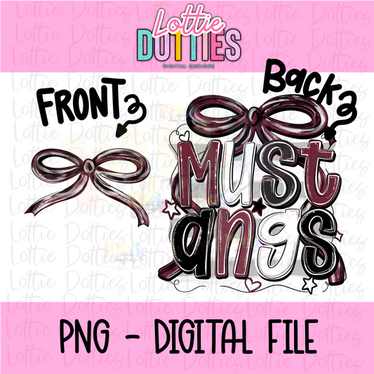 Mustangs PNG - Mustangs Maroon & Black bow design - Digital Download - coquette mascot