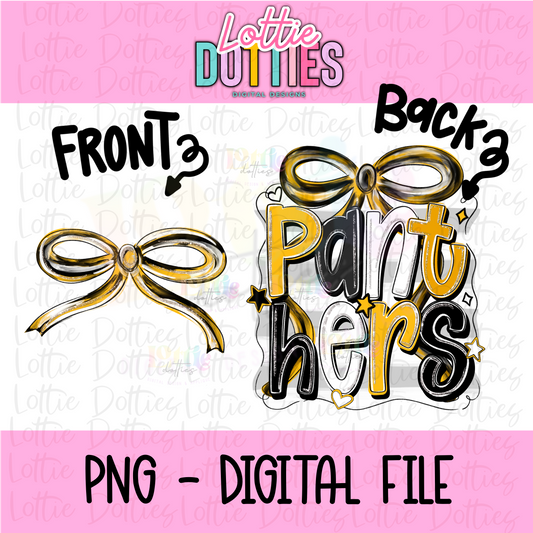 Panthers PNG - Panthers Black & Gold bow design - Digital Download - coquette mascot