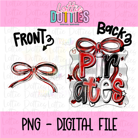 Pirates PNG - Pirates Red & Black bow design - Digital Download - coquette mascot