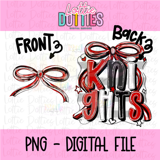 Knights PNG - Knights Red & Black bow design - Digital Download - coquette mascot