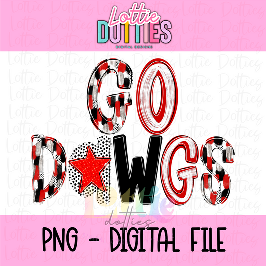 Go Dawgs - PNG - sublimation design - Digital Download - Red and Black