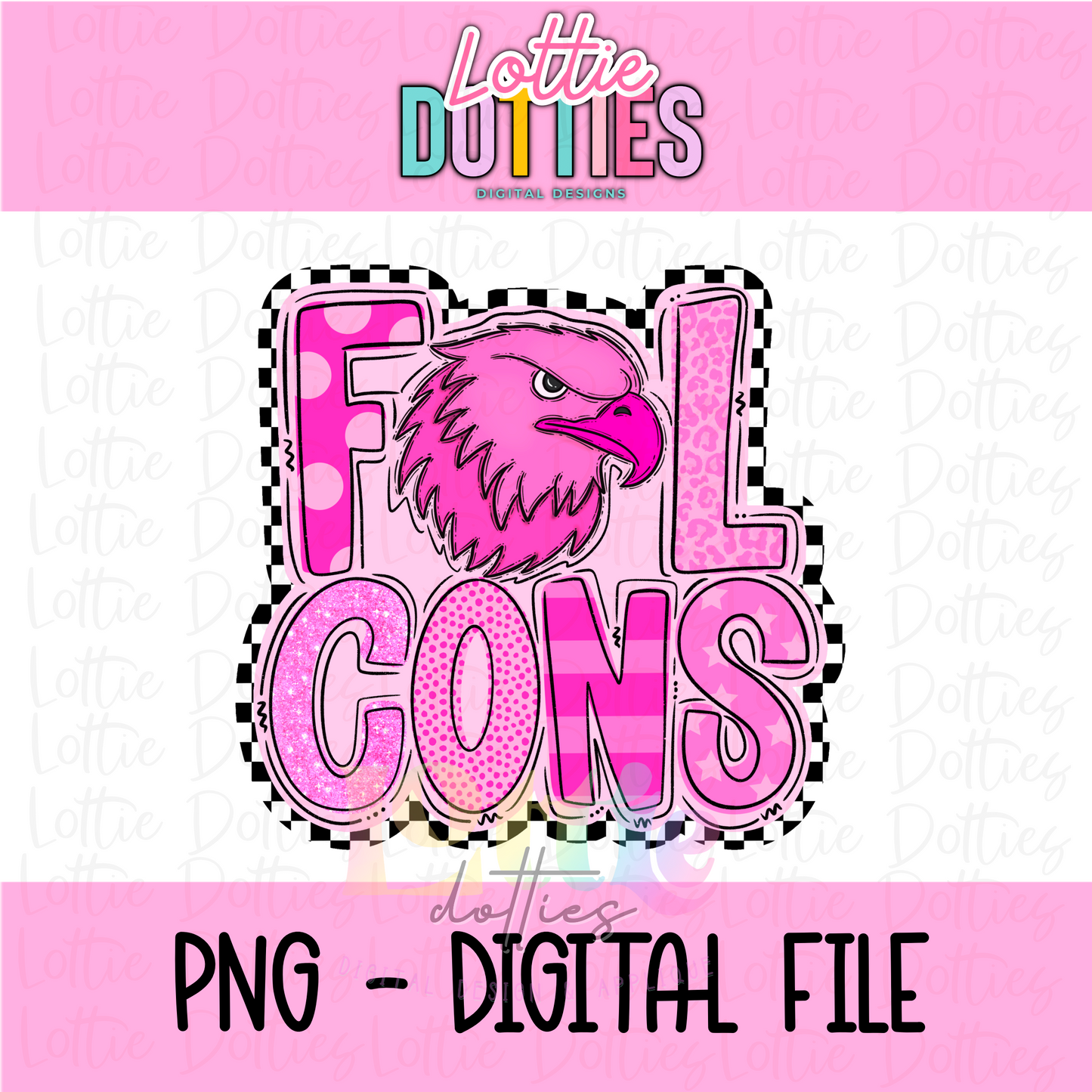 Falcons Mascot PNG - Poppy Mascot Designs - Digital Download  Pink