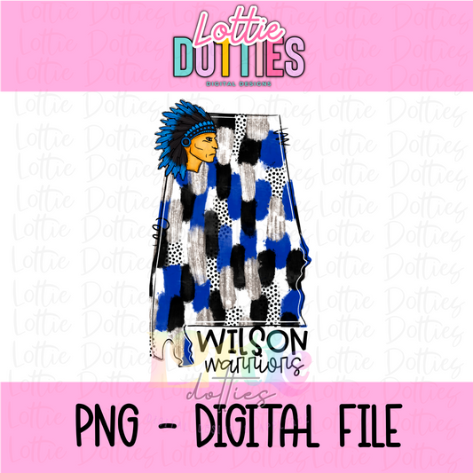 Wilson Warriors Png - Mascot  Sublimation Design - Digital Download  - State with Mascot Head