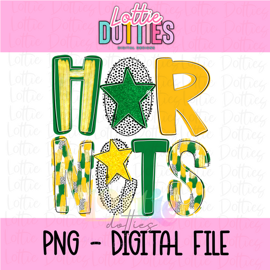 Hornets Poppy  PNG -  Hornets sublimation design - Digital Download - Green and Gold