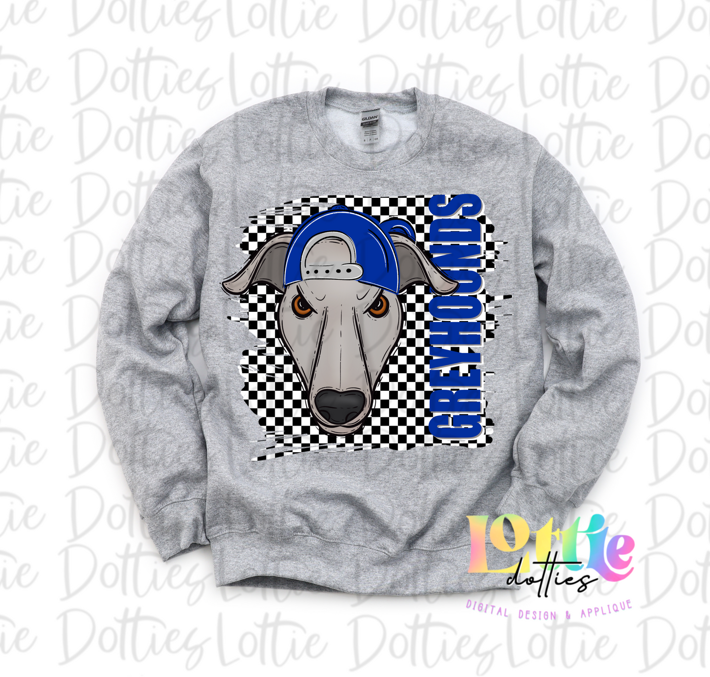 Greyhounds Poppy PNG - Greyhound Sublimation - Digital Download - Checkered Mascot Hat