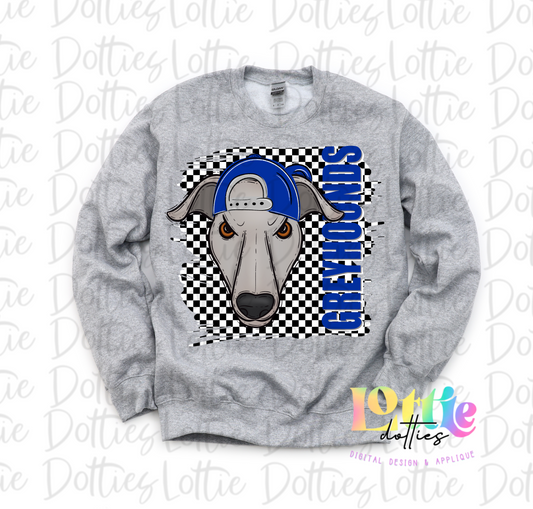 Greyhounds Poppy PNG - Greyhound Sublimation - Digital Download - Checkered Mascot Hat