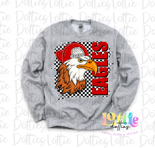 Eagles Poppy PNG - Eagles sublimation design - Digital Download - Checkered Mascot with Hat