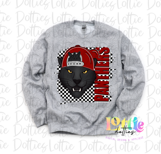 Panthers  PNG - Digital Download - Sublimation - Checkered Mascot with Hat