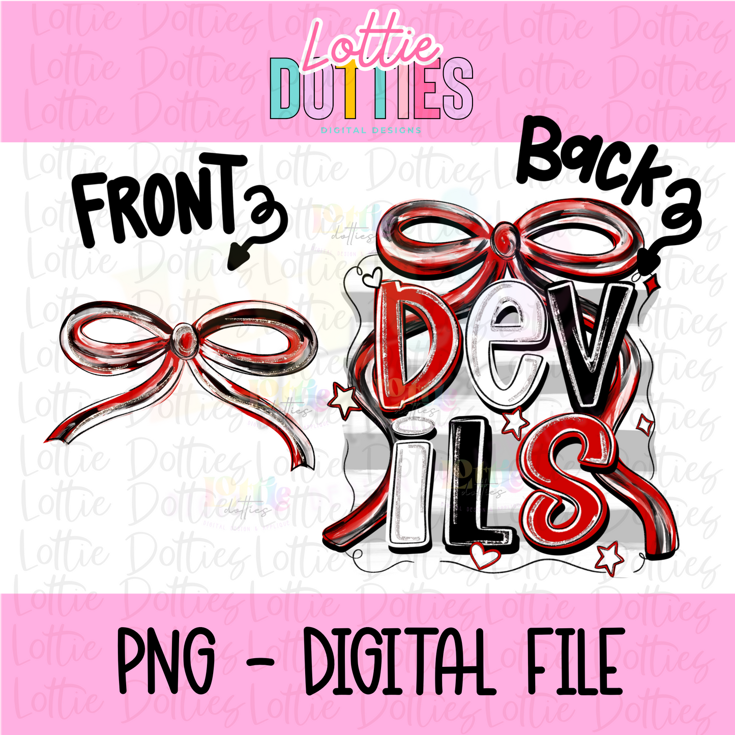 Devils PNG | Red, Black and White bow | coquette design | Digital Download