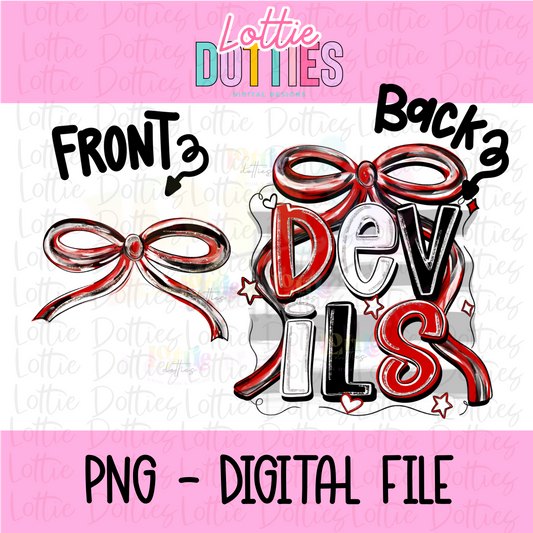 Devils PNG | Red, Black and White bow | coquette design | Digital Download