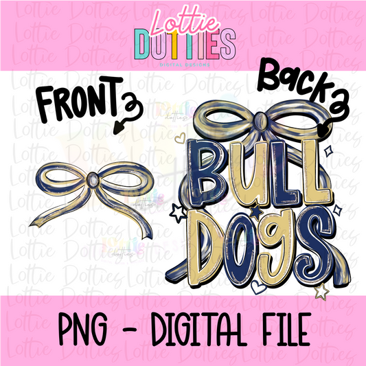 Bulldogs PNG | Navy and Gold bow | coquette design | Digital Download