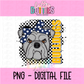 Bulldogs poppy PNG - Digital Download - Bulldogs Sublimation Design - Checkered Mascot with Bow Navy and Gold