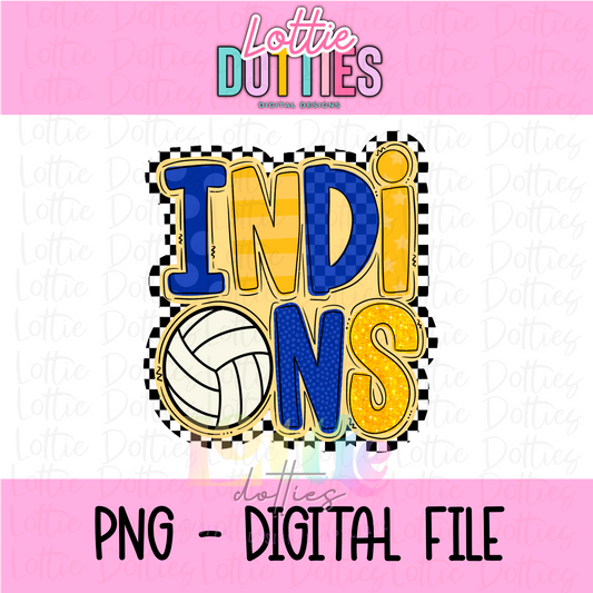 Indians PNG -  Indians sublimation design - Digital Download - Royal and Gold Volleyball