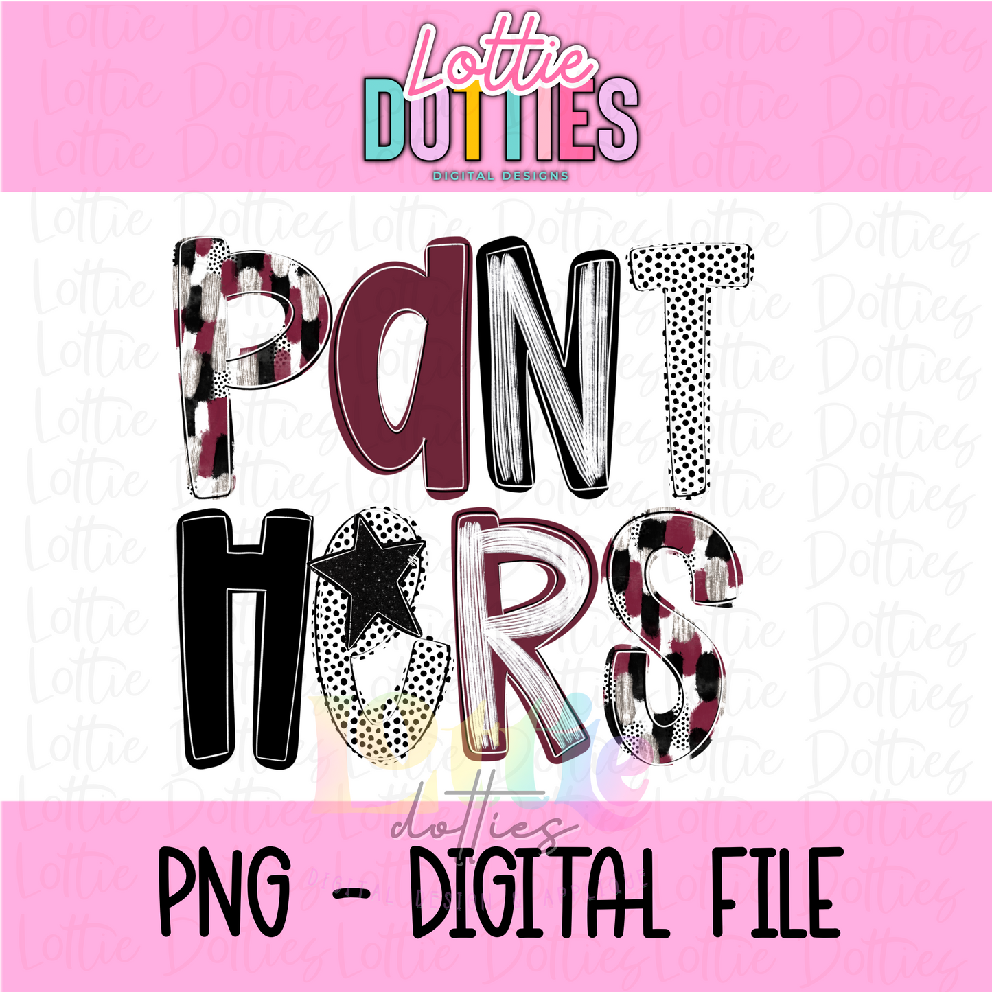 Panthers Poppy PNG - Panthers Sublimation  - Digital Download - Maroon and Black