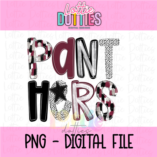 Panthers Poppy PNG - Panthers Sublimation  - Digital Download - Maroon and Black