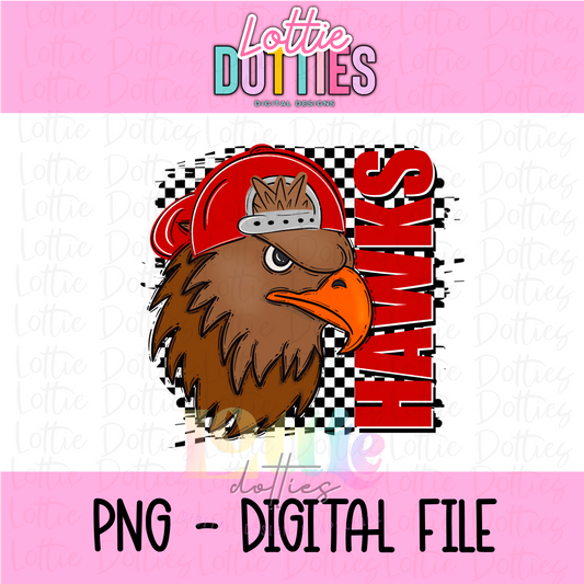 Hawks PNG   - Instant Download - Digital Download - Sublimation Design - Checkered Hat