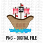 Pirate Ship PNG - Pirate Ship Sublimation - Digital Download - Red