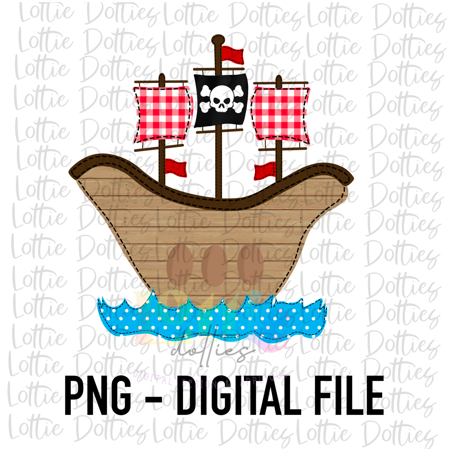 Pirate Ship PNG - Pirate Ship Sublimation - Digital Download - Red