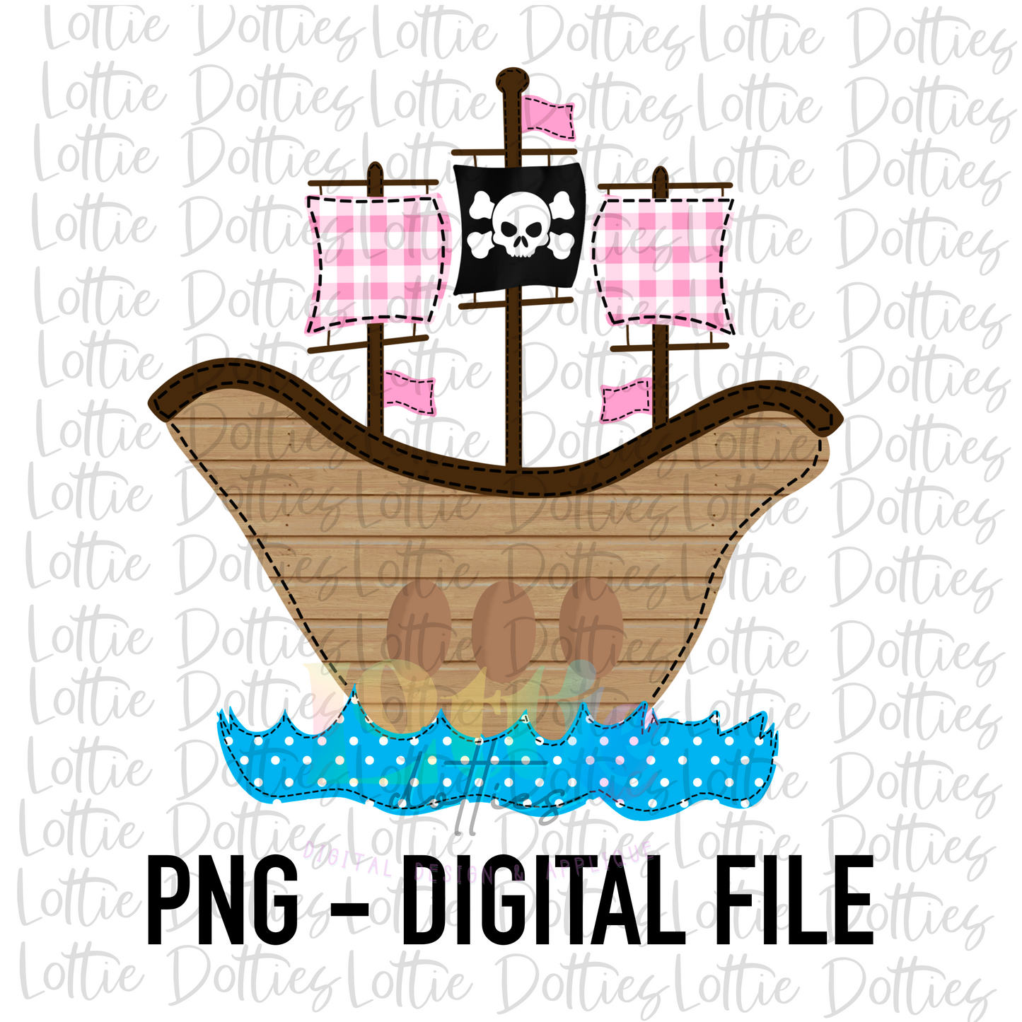 Pirate Ship PNG - Pirate Ship Sublimation - Digital Download - Pink