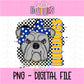 Bulldogs With Bow PNG - Digital Download - Bulldogs Poppy Sublimation Design - Blue and Gold Checkered