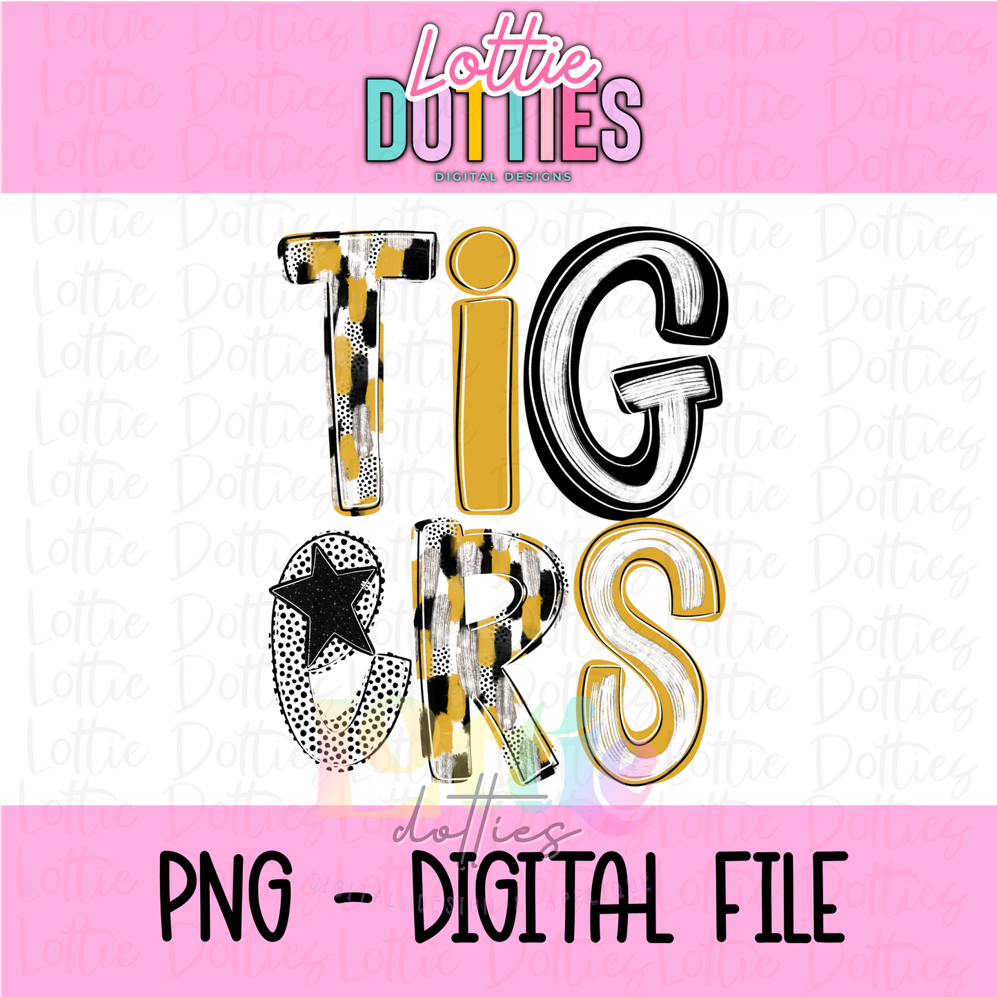 Tigers Poppy  PNG - Tigers sublimation design - Digital Download - Black and Vegas Gold
