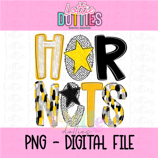Hornets Poppy  PNG -  Hornets sublimation design - Digital Download - Black and Gold