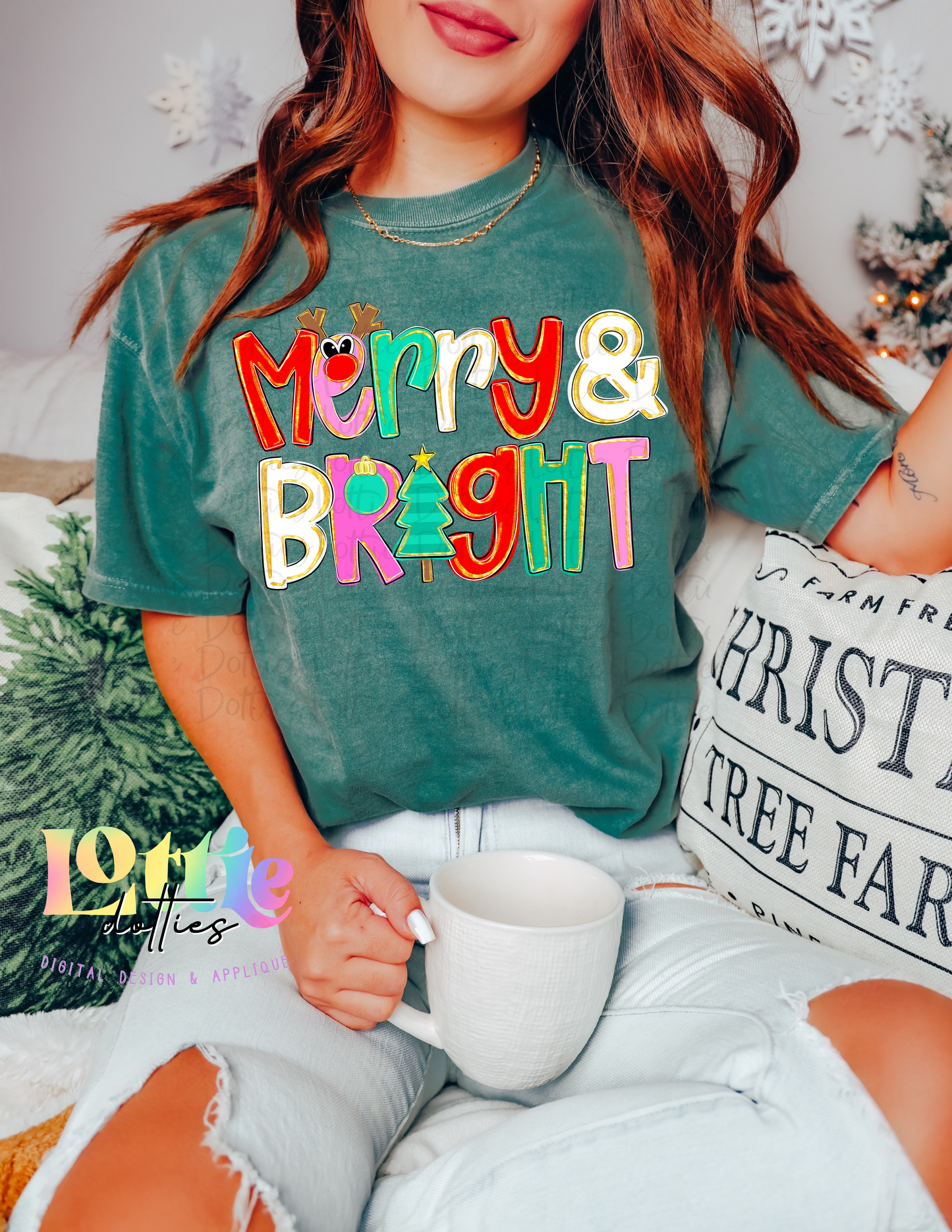 Merry and Bright PNG - Christmas Sublimation - Digital Download