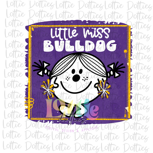 Little Miss Bulldogs PNG - Bulldogs Sublimation - Digital Download - Purple and Gold