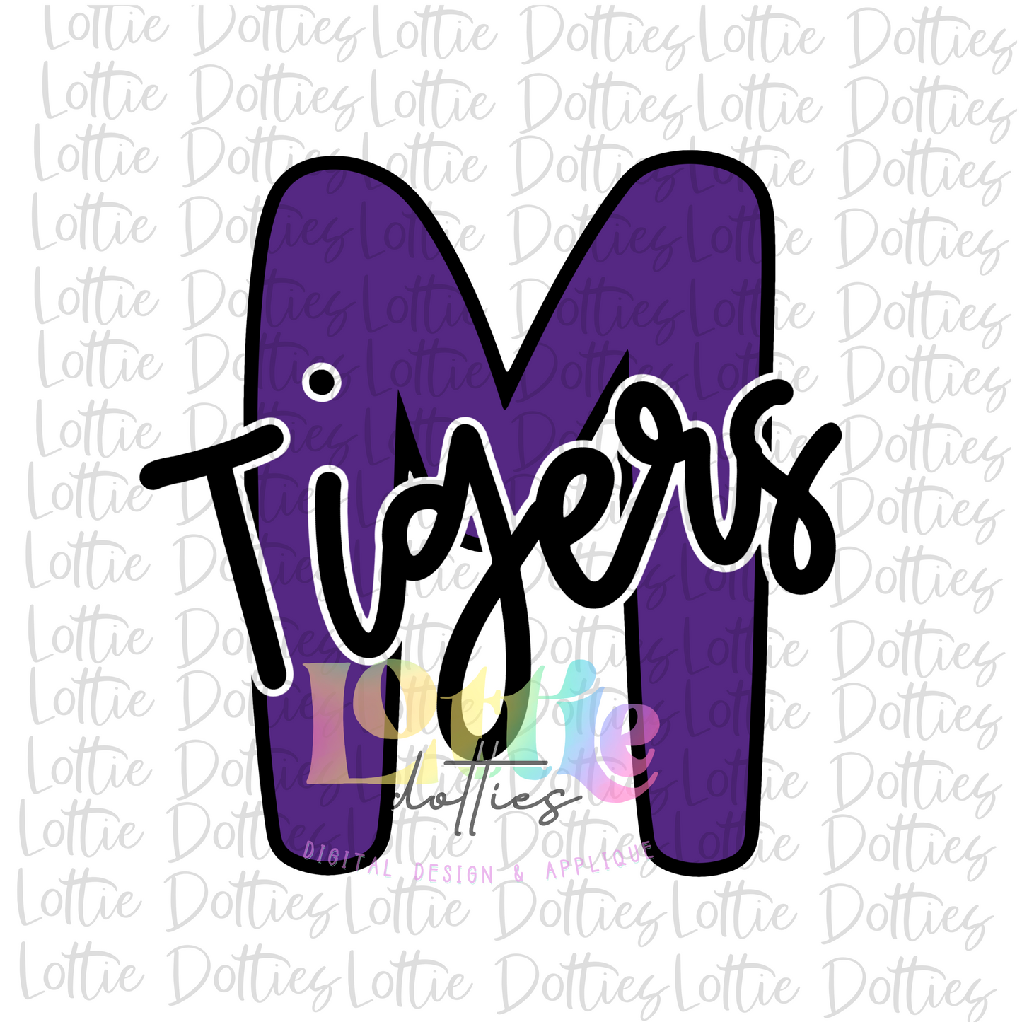 M Tigers  PNG - Tigers sublimation design - Digital Download - Purple and Black