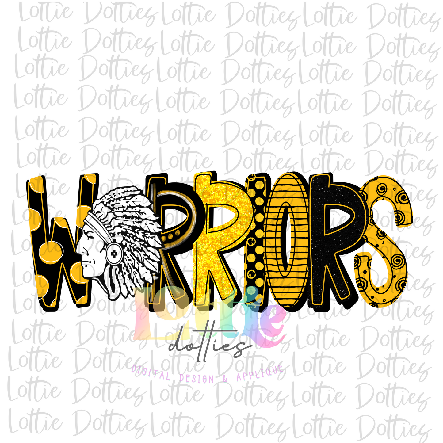 Warrior Png - Mascot  Sublimation Design - Digital Download - Black and Gold