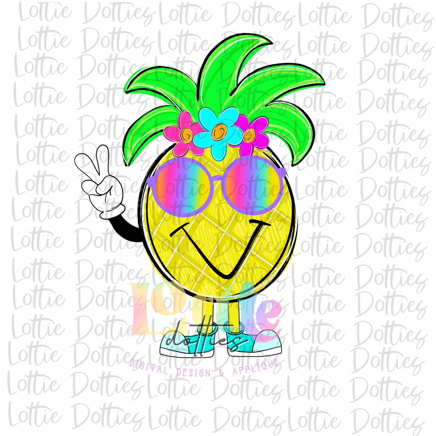 Peace Pineapple Png - Summer sublimation design - Digital Download