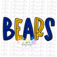 Bears PNG - Bears  Sublimation Design - Digital Download - Blue and Gold