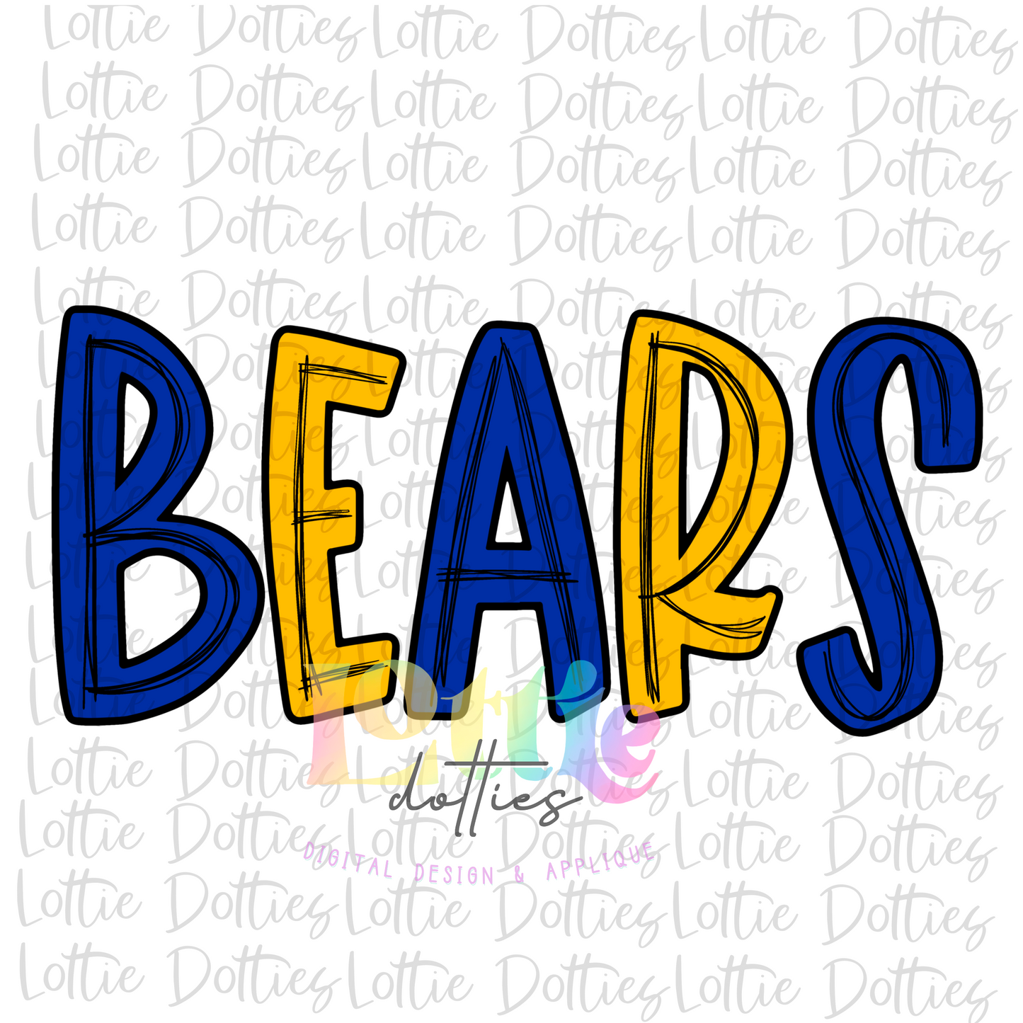 Bears PNG - Bears  Sublimation Design - Digital Download - Blue and Gold