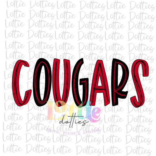 Cougars  Png - Cougars  Sublimation  -  Digital Download - Cardinal Red and Black