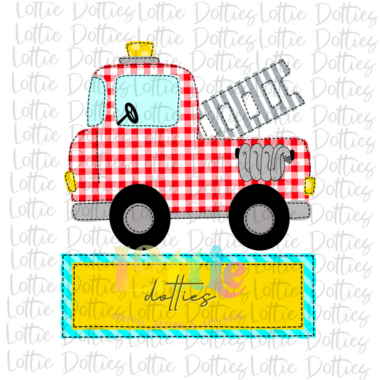 Firetruck PNG - Firetruck With Name Box Sublimation - Digital Download