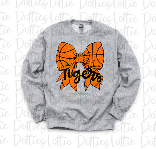 Tigers Bow Basketball PNG - Tigers sublimation design - Digital Download - Black and Gold