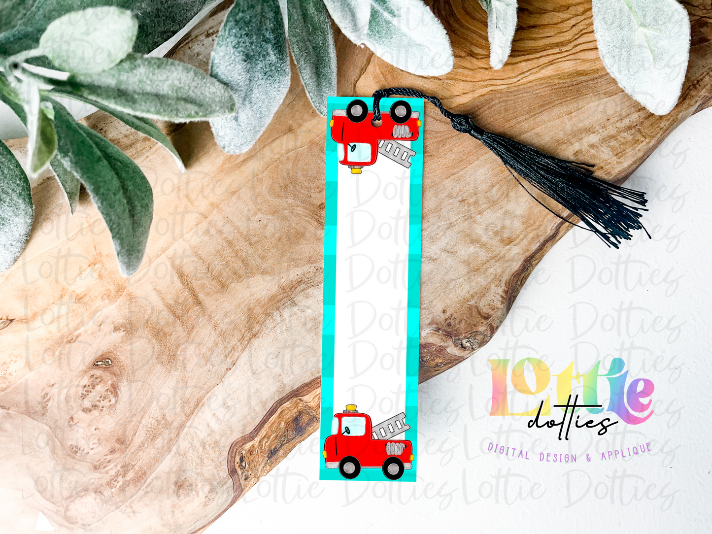 Bookmark Template PNG - School - Bookmark Firetruck Sublimation  - Digital Download