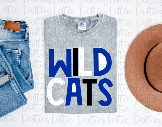 Wildcats Png - Wildcats  Sublimation Design - Digital Download - Blue, Black and White