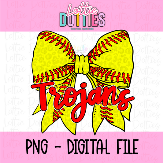 Trojans PNG - Trojans Red Softball bow  - Digital Download