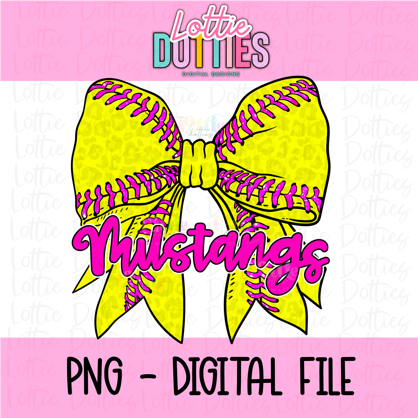 Mustangs PNG - Mustangs softball bow design - Digital Download - Pink