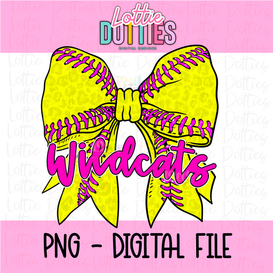 Wildcats PNG - Wildcats Softball bow design - Digital Download - Pink