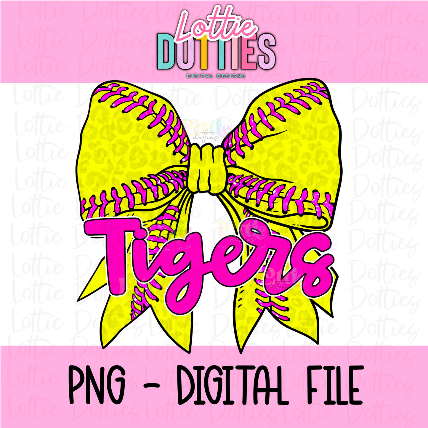 Tigers PNG - Tigers Softball bow design - Digital Download - Pink