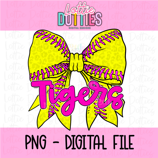 Tigers PNG - Tigers Softball bow design - Digital Download - Pink