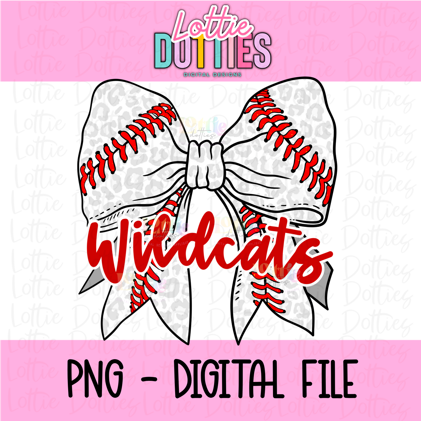 Bow Wildcats PNG - Wildcats Baseball  design - Digital Download - Red