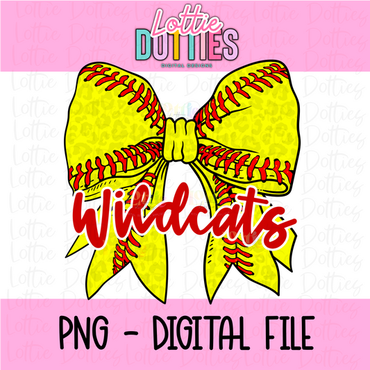 Wildcats PNG - Wildcats Softball bow design - Digital Download - Red