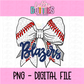 Blazers PNG - Blazers Baseball Bow Sublimation - Digital Download - Navy